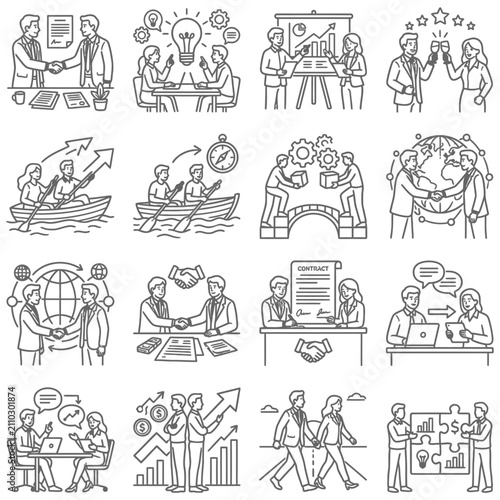 business collaboration and teamwork concepts illustrating partnership strategies for corporate success global growth and communication.