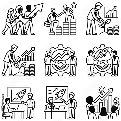 business people collaborating to achieve success and growth through teamwork innovation and strategic partnership