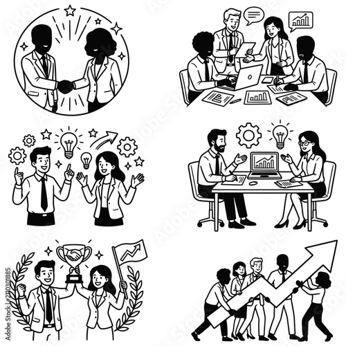 business partnership teamwork business growth and collaboration lead to success for diverse professionals.