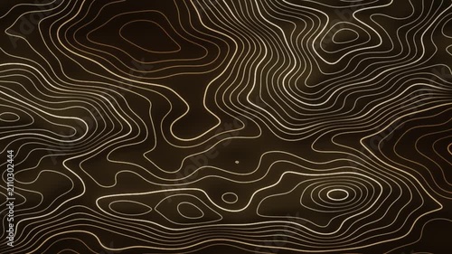 Morphing Topographic Contour Lines Glowing Elevation Map Abstract Motion Background Seamless Loop in cool brown tones
