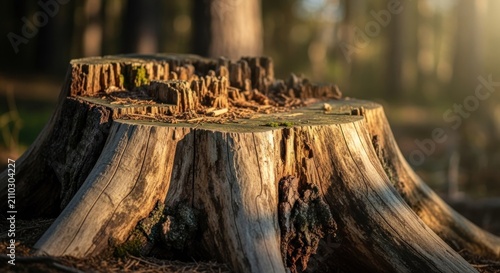 Tree Stump in Forest Environment Nature.