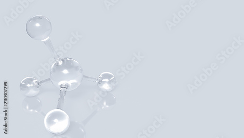 Transparent Methane Molecular Model on Minimal Background 3d rendering
