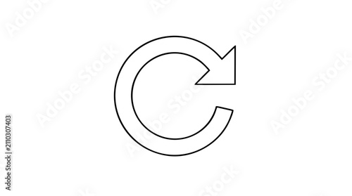 Retry arrow vector icon with circular refresh symbol. Minimalist line illustration for web and mobile applications, scalable outline design.