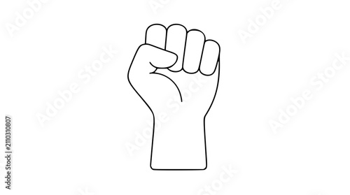 Obraz na płótnie Raised Fist Hand-Drawn Vector Icon – Minimalist Line Art Illustration for Protes