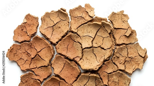 Cracked and parched earth surface with deep fissures, showing severe drought conditions and soil erosion patterns for environmental and climate change concepts.