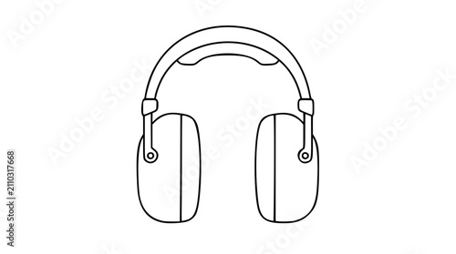 Принти на полотні Soundproof Ear Muff Vector Icon - Hand-Drawn Line Illustration for Audio Protect