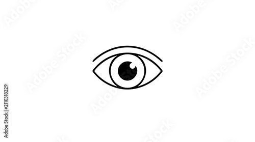 Tableau sur toile A minimalist hand-drawn vector illustration of a single human eye, featuring a detailed iris and pupil with a highlight, enclosed by eyelid lines, isolated on white, suitable for vision and health