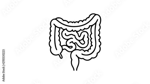 Canvastavla Inflamed Intestine Vector Illustration – Medical Line Art Icon for Healthcare an