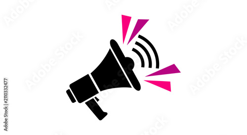 Bild auf Leinwand Loudspeaker Icon with Sound Waves Illustration for Communication and Announcement