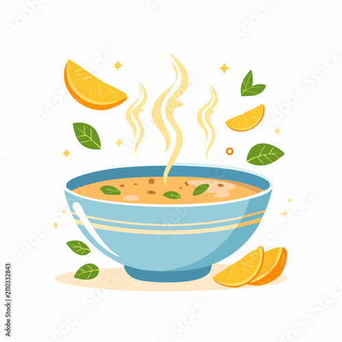 Flat Steaming Soup Bowl Art