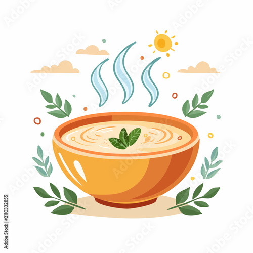 Flat Steaming Soup Bowl Art