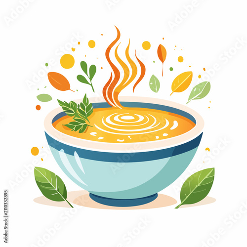 Flat Steaming Soup Bowl Art
