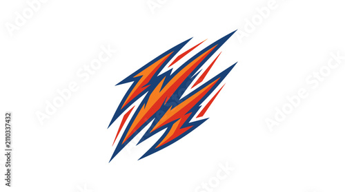 Dynamic red and blue streak graphic element.