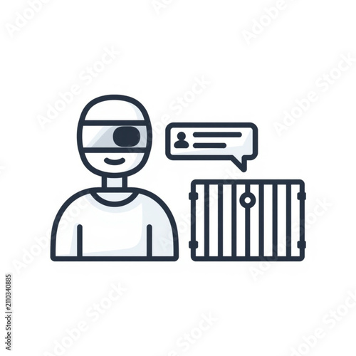 AI Agent Permission Request Access Vector Icon for Autonomous System Authorization
