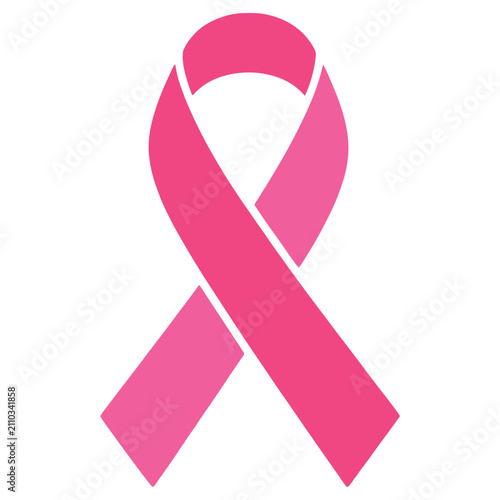 Pink Breast Cancer Awareness Ribbon Icon Isolated Flat Vector Illustration