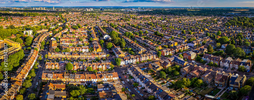 Photography West Ealing Suburb with dense housing and green streets in London England