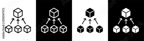 Tableau sur toile Differentiation white and black icon set design