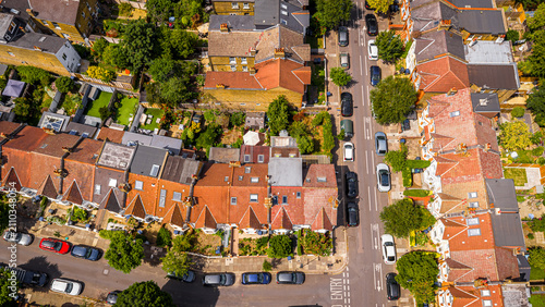 Photography West Ealing Suburb with dense housing and green streets in London England