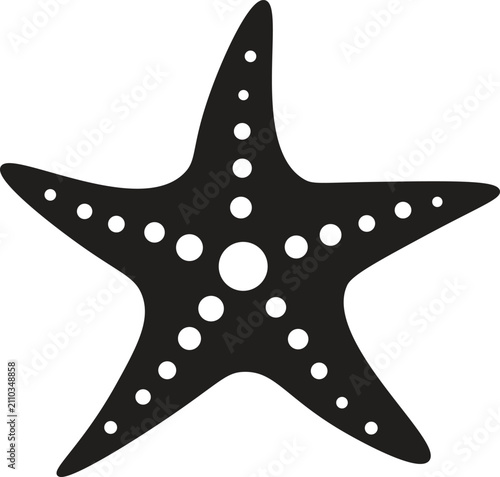 Starfish Line Art Black and White Icon