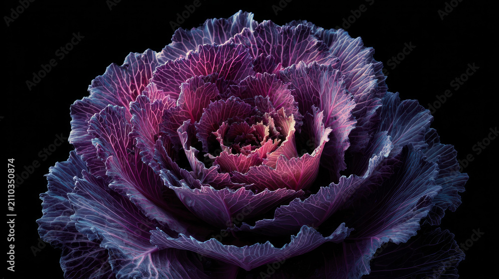 Obraz premium Vibrant Purple Cabbage Fresh Organic Vegetable Close Up with Colorful Natural Texture