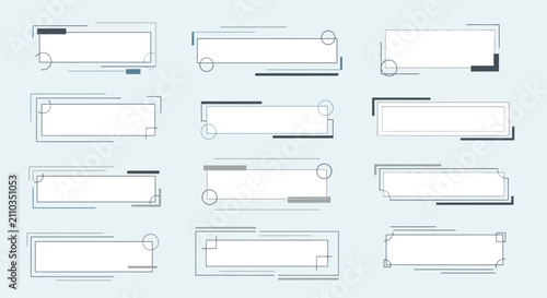 Set of modern futuristic lower thirds and digital tech frames vector design