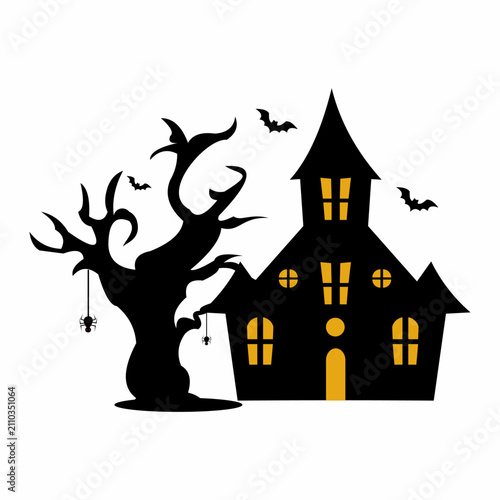  castle with tree halloween