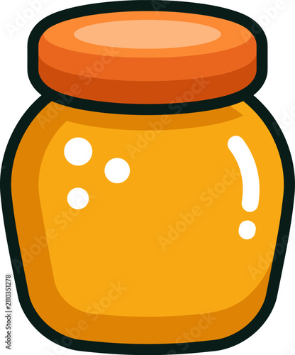Glass jar with orange lid flat icon design. Vector illustration.