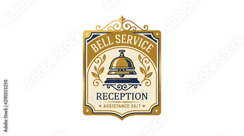 Vintage Hotel Bell Service Reception Sign