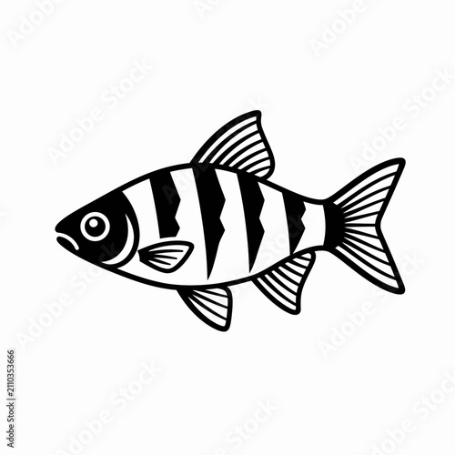 Картината върху платно Black and white striped fish illustration vector art.