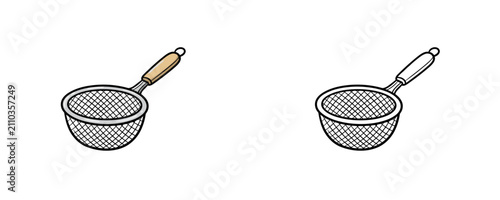 Foto Mesh strainer cartoon illustration in grey and brown colors representing a fine