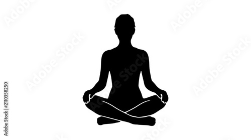 Female model sitting cross-legged silhouette