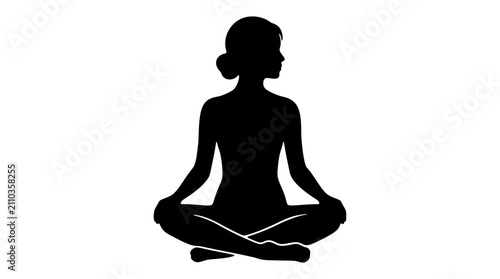 Female model sitting cross-legged silhouette