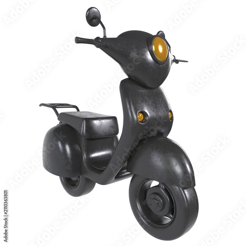Black scooter isolated on transparent