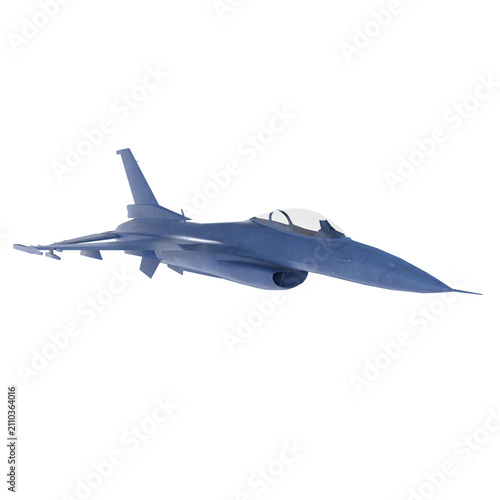 Blue fighter jet flying isolated on transparent