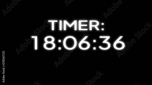 Fotografi Digital clock display counting eighteen hours six minutes thirty six seconds on screen