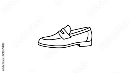 Canvastavla Stylish leather loafer shoe vector icon, clean line art illustration of a classi