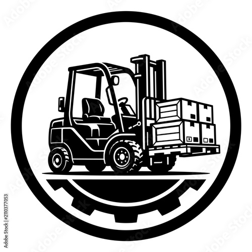 Forklift with a large pallet.
