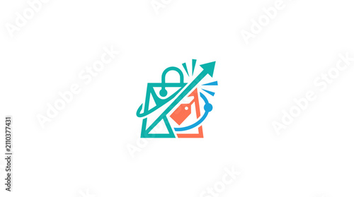 Foto Green and orange speed increase icon.