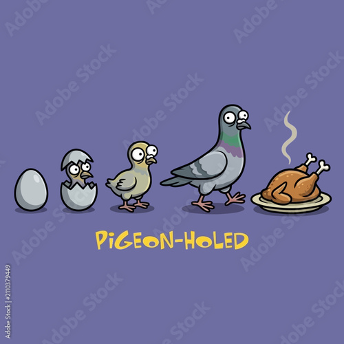 фотографія Cartoon pigeons and roasted chicken plate.