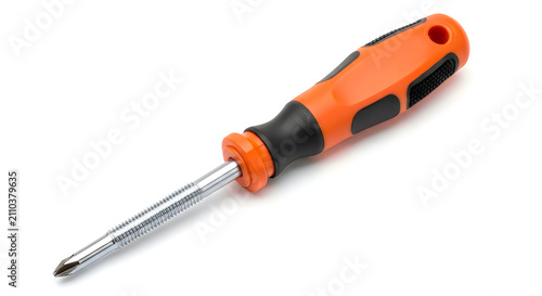 Orange and black screwdriver with phillips head bit