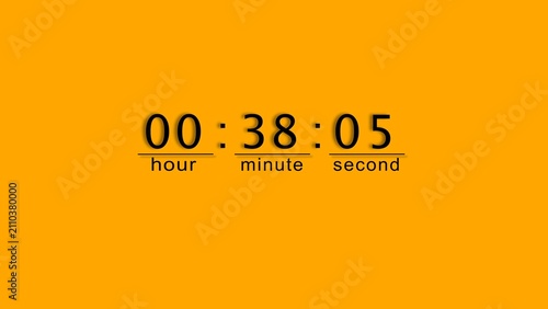 Canvas Print Digital clock countdown showing thirty eight minutes five seconds on orange backdrop