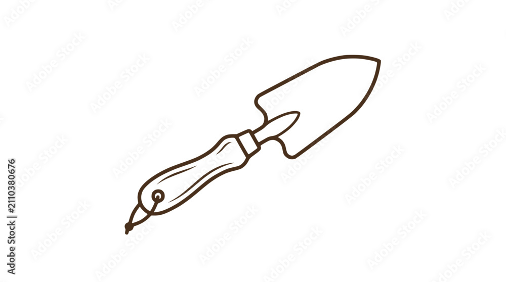 Obraz premium Hand Drawn Gardening Trowel Icon - Simple Outline Illustration