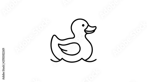 Foto Rubber Duck Vector Illustration – Cute Hand-Drawn Line Icon for Bath Time and To