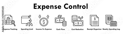 Tablou pe pânză Expense Control banner web icon illustration concept with icon of expense tracki