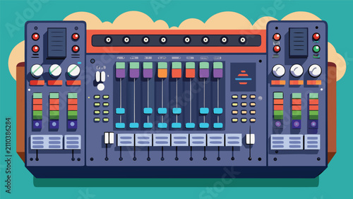 Tableau sur toile Professional digital audio mixing station with faders and knobs audio engineerin