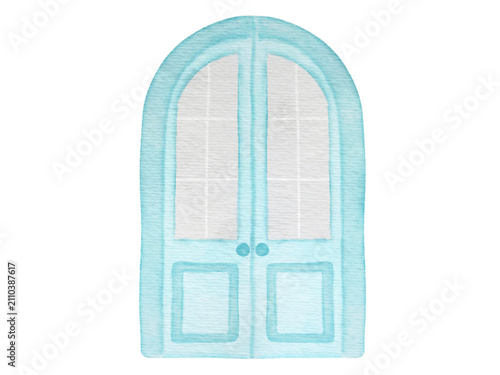 Watercolor cute door illustration