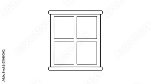 Obraz na płótnie Window frame vector icon with four panes - clean line illustration for architect