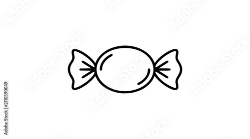Cuadro en lienzo Wrapped Candy Vector Icon - Hand-Drawn Line Illustration of Classic Confectioner