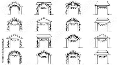 Cuadro en lienzo Wedding Arch Collection: Floral, Bunting & Gable Designs