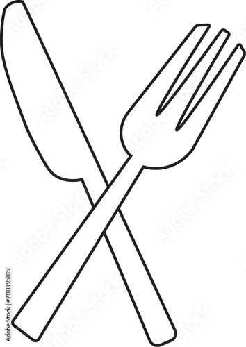 Modern Cutlery Outline Symbol | Fork and Knife Line Art Icon | Minimal Dining Vector